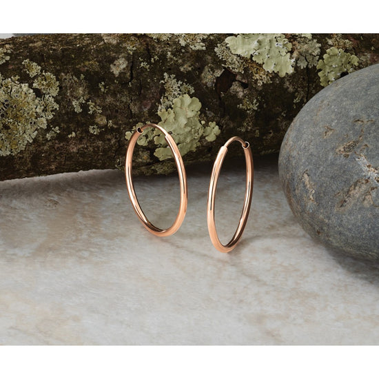 14k Rose Gold 1.5x23mm Polished Endless Tube Hoop Earrings