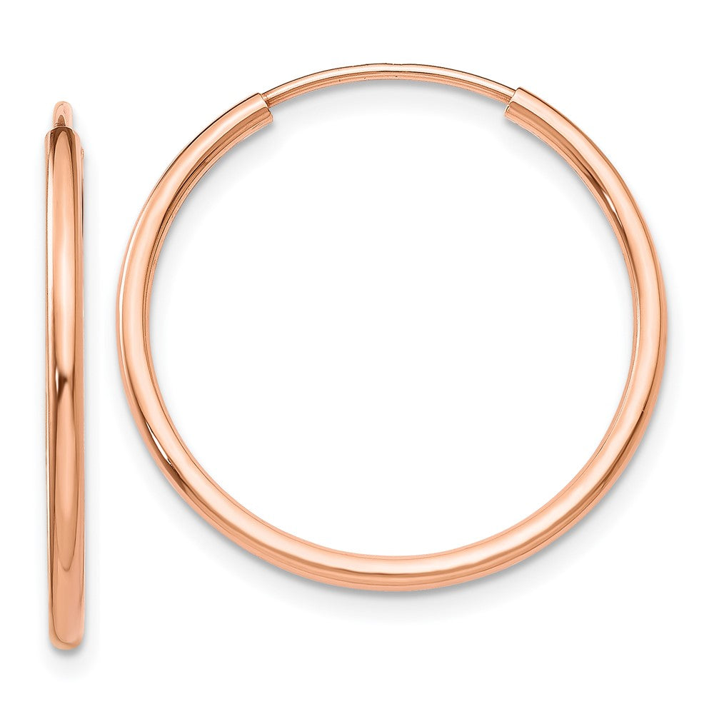 14k Rose Gold 1.5x23mm Polished Endless Tube Hoop Earrings