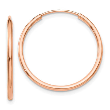 14k Rose Gold 1.5x23mm Polished Endless Tube Hoop Earrings