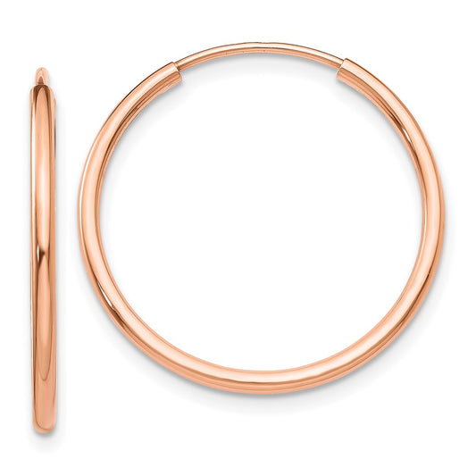 14k Rose Gold 1.5x23mm Polished Endless Tube Hoop Earrings