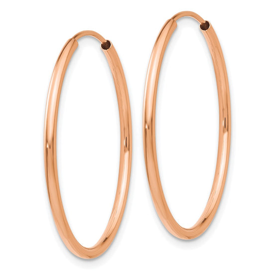14k Rose Gold 1.5x26mm Polished Endless Tube Hoop Earrings