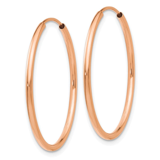 14k Rose Gold 1.5x26mm Polished Endless Tube Hoop Earrings