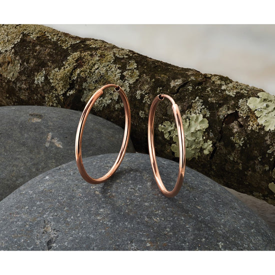 14k Rose Gold 1.5x26mm Polished Endless Tube Hoop Earrings