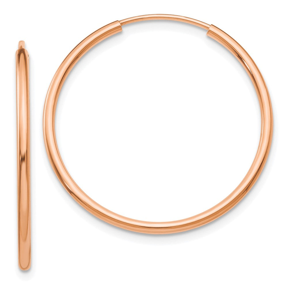 14k Rose Gold 1.5x26mm Polished Endless Tube Hoop Earrings