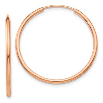 14k Rose Gold 1.5x26mm Polished Endless Tube Hoop Earrings