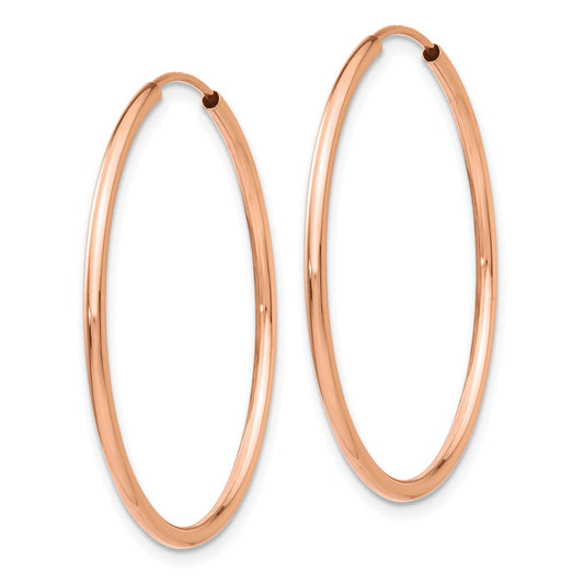 14k Rose Gold 1.5x30mm Polished Endless Tube Hoop Earrings