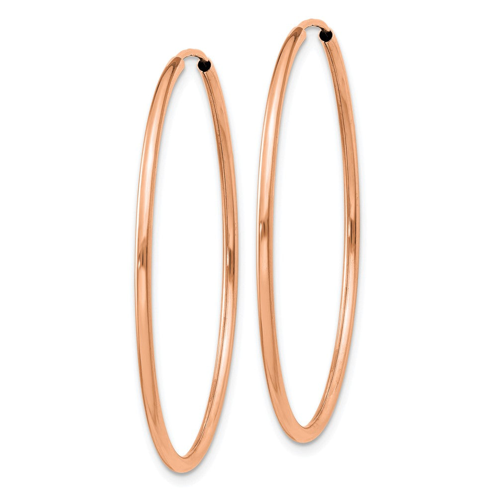 14k Rose Gold 1.5x38mm Polished Endless Tube Hoop Earrings