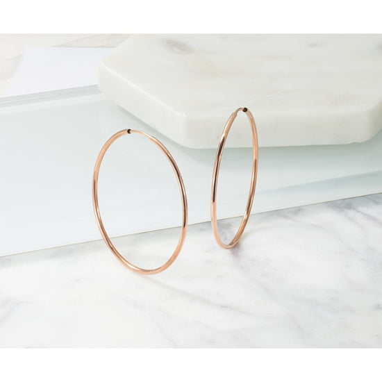 14k Rose Gold 1.5x38mm Polished Endless Tube Hoop Earrings