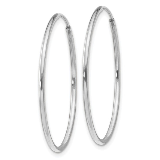14k White Gold 1.2x30mm Polished Endless Tube Hoop Earrings