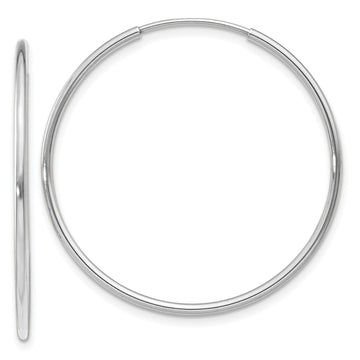 14k White Gold 1.2x30mm Polished Endless Tube Hoop Earrings
