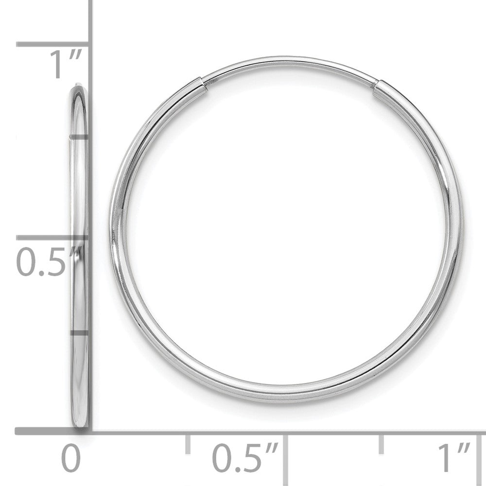 14k White Gold 1.2x25mm Polished Endless Tube Hoop Earrings