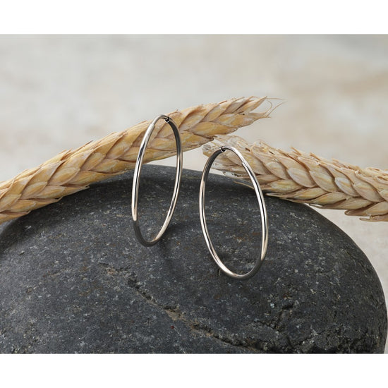 14k White Gold 1.2x25mm Polished Endless Tube Hoop Earrings