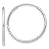 14k White Gold 1.2x25mm Polished Endless Tube Hoop Earrings