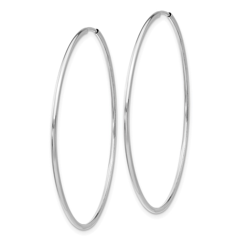 14k White Gold 1.2x46mm Polished Endless Tube Hoop Earrings
