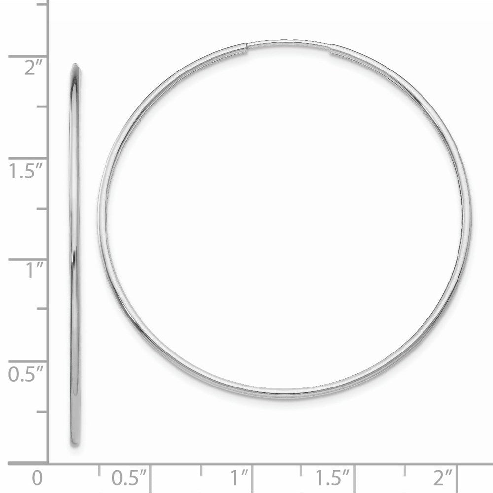 14k White Gold 1.2x46mm Polished Endless Tube Hoop Earrings