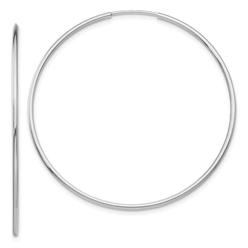 14k White Gold 1.2x46mm Polished Endless Tube Hoop Earrings