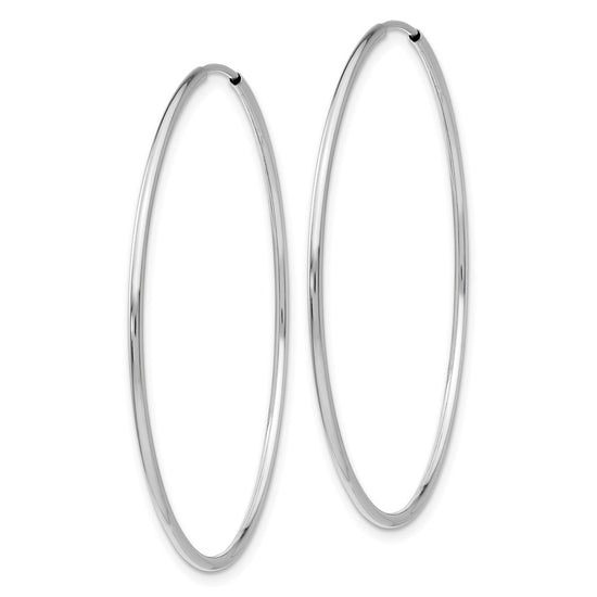 14k White Gold 1.2x40mm Polished Endless Tube Hoop Earrings