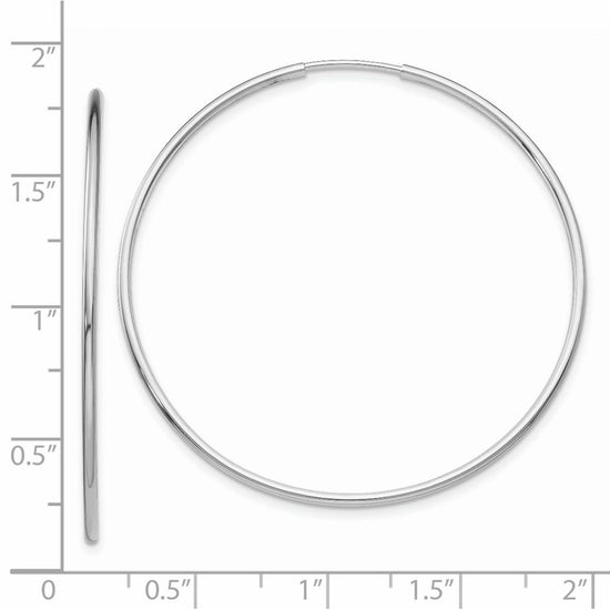 14k White Gold 1.2x40mm Polished Endless Tube Hoop Earrings