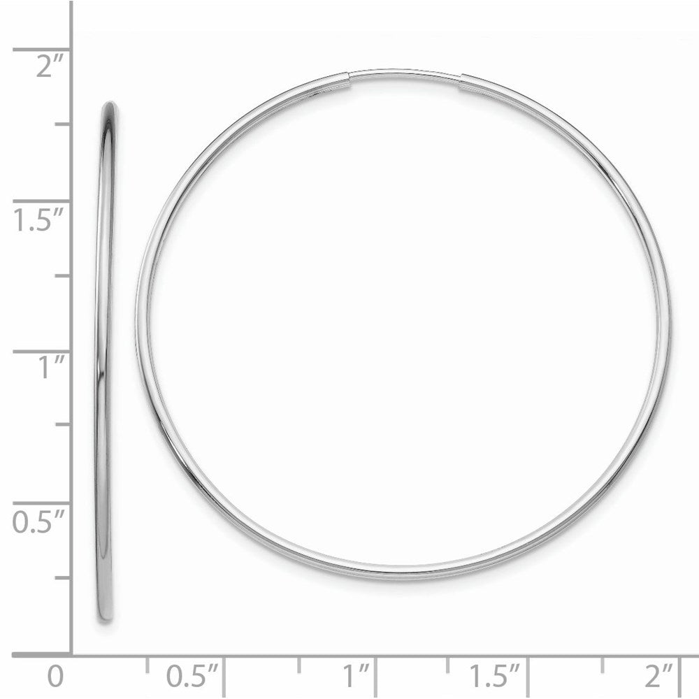 14k White Gold 1.2x40mm Polished Endless Tube Hoop Earrings