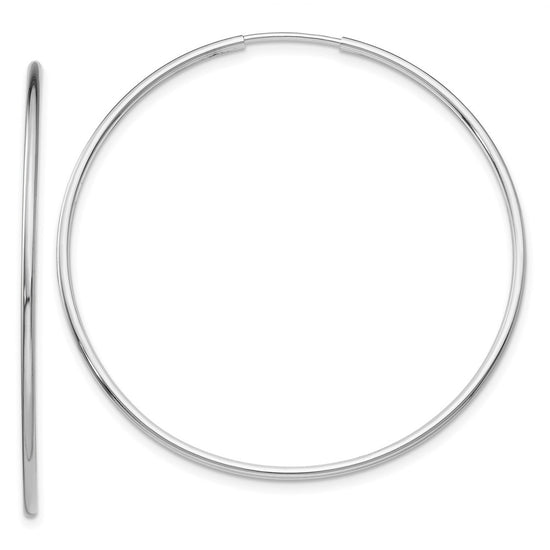 14k White Gold 1.2x40mm Polished Endless Tube Hoop Earrings