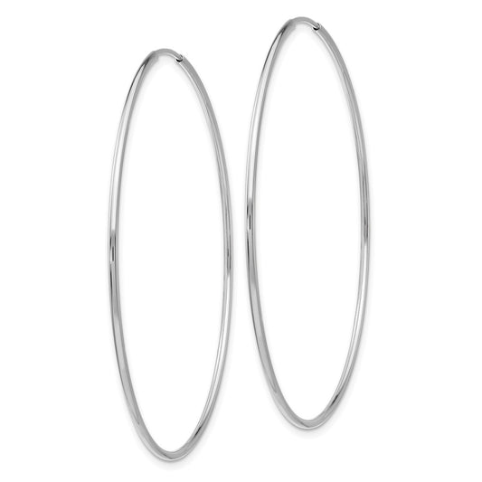 14k White Gold 1.2x54mm Polished Endless Tube Hoop Earrings