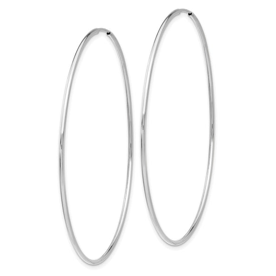 14k White Gold 1.2x60mm Polished Endless Tube Hoop Earrings