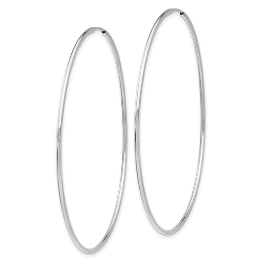 14k White Gold 1.2x60mm Polished Endless Tube Hoop Earrings