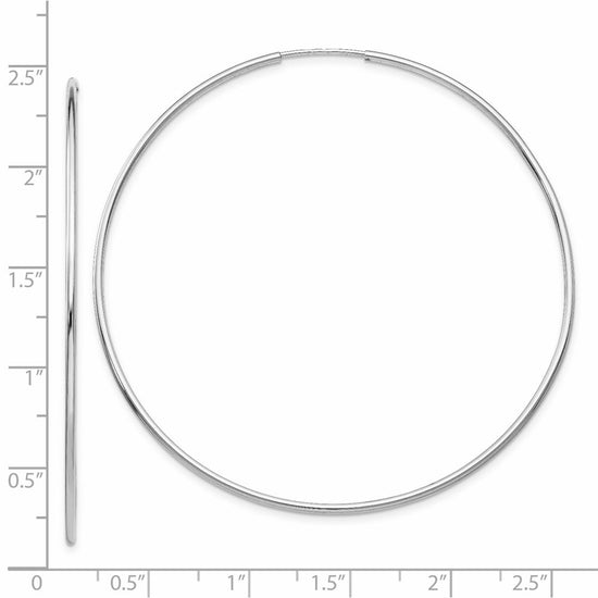 14k White Gold 1.2x60mm Polished Endless Tube Hoop Earrings