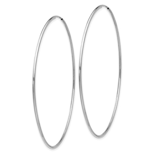 14k White Gold 1.2x63mm Polished Endless Tube Hoop Earrings