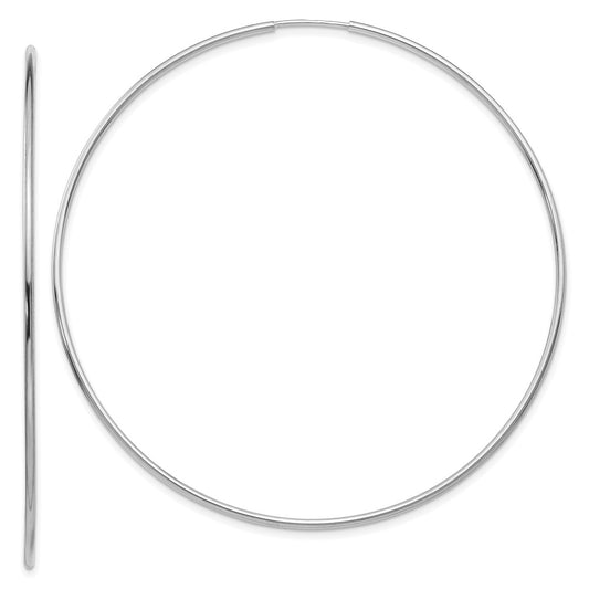 14k White Gold 1.2x63mm Polished Endless Tube Hoop Earrings