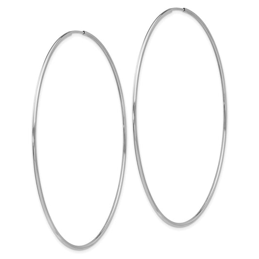 14k White Gold 1.2x69mm Polished Endless Tube Hoop Earrings