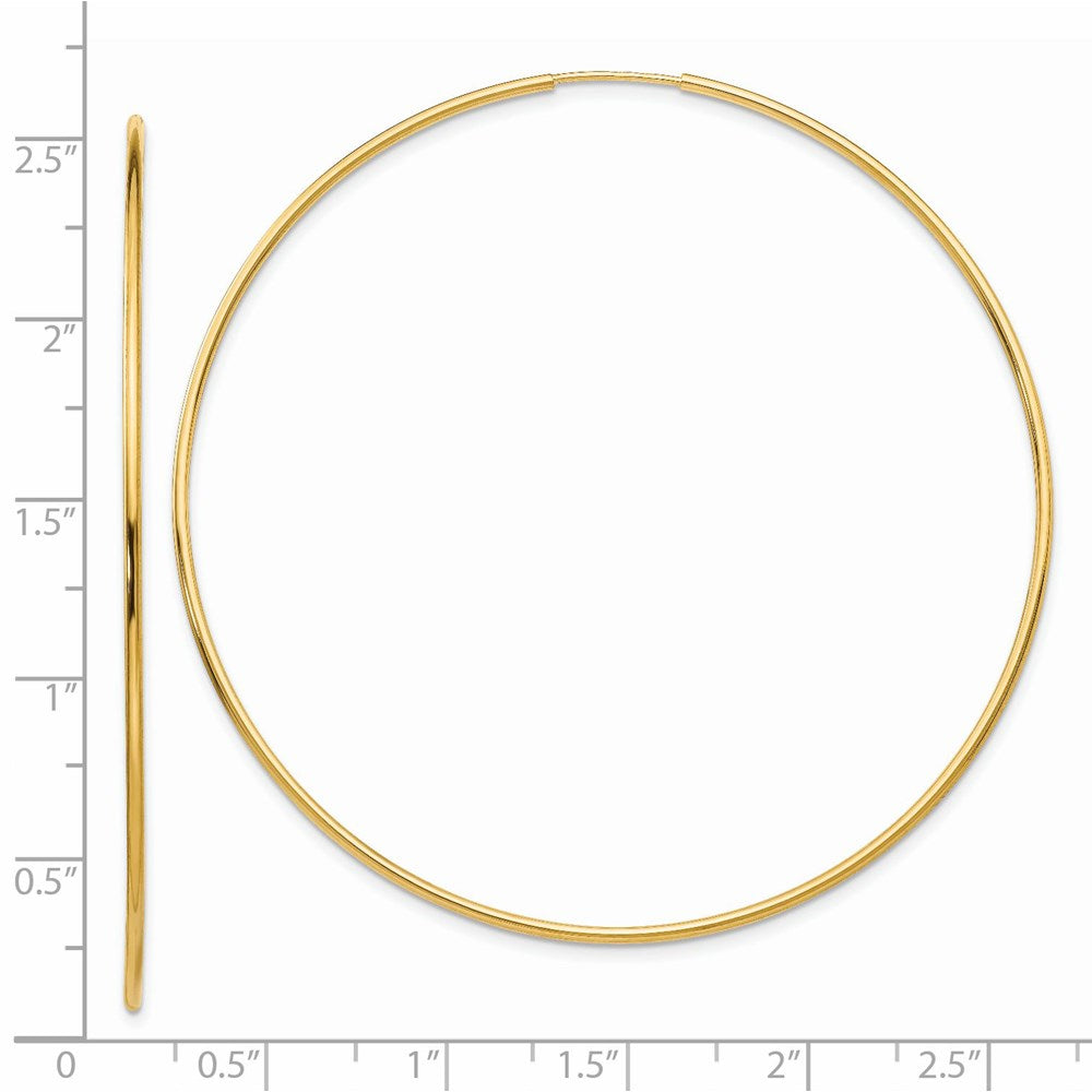 14k 1.2x63mm Polished Endless Tube Hoop Earrings