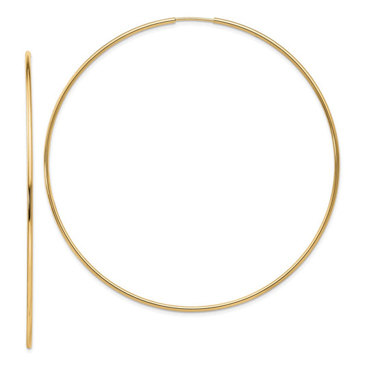 14k 1.2x69mm Polished Endless Tube Hoop Earrings