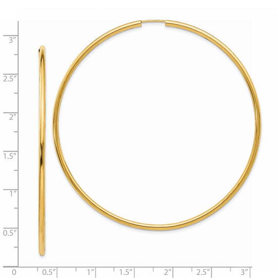 14K 2x70mm Polished Endless Tube Hoop Earrings