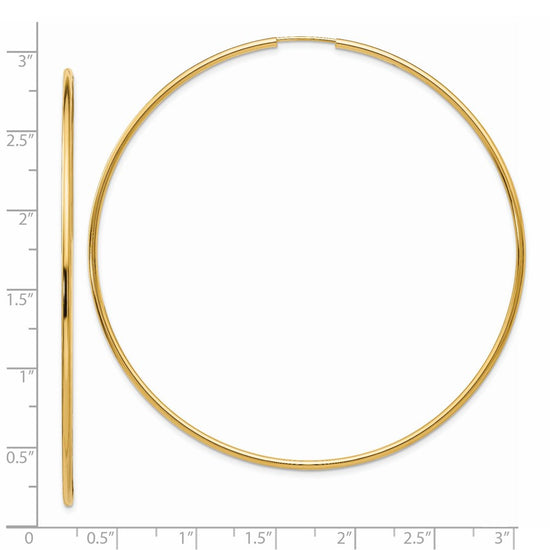 14K 1.2x74mm Polished Endless Tube Hoop Earrings