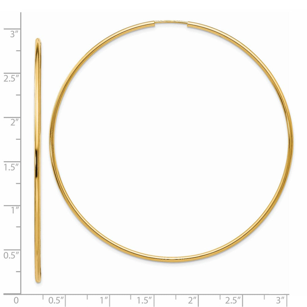 14K 1.2x74mm Polished Endless Tube Hoop Earrings