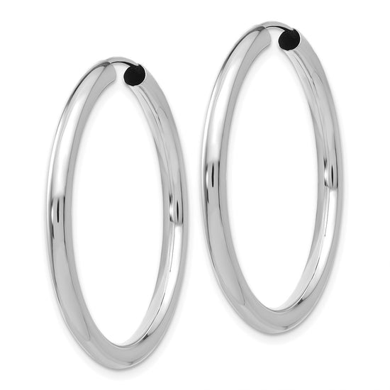 14k White Gold 3.00x35mm Polished Endless Tube Hoop Earrings
