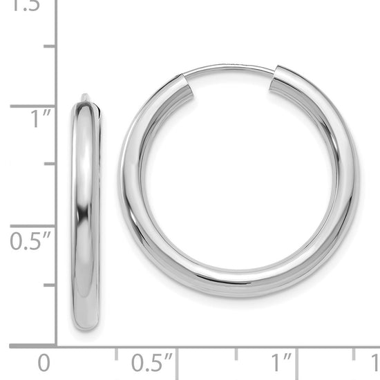 14k White Gold 3.00x35mm Polished Endless Tube Hoop Earrings