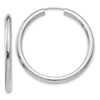 14k White Gold 3.00x35mm Polished Endless Tube Hoop Earrings