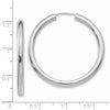 14k White Gold 3.00x25mm Polished Endless Tube Hoop Earrings