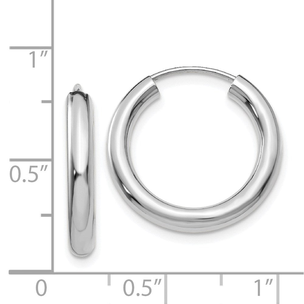 14k White Gold 3.00x20mm Polished Endless Tube Hoop Earrings