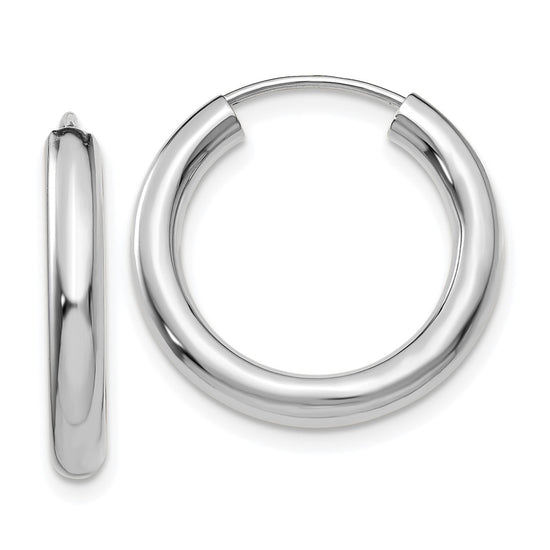 14k White Gold 3.00x20mm Polished Endless Tube Hoop Earrings
