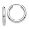 14k White Gold 3.00x20mm Polished Endless Tube Hoop Earrings