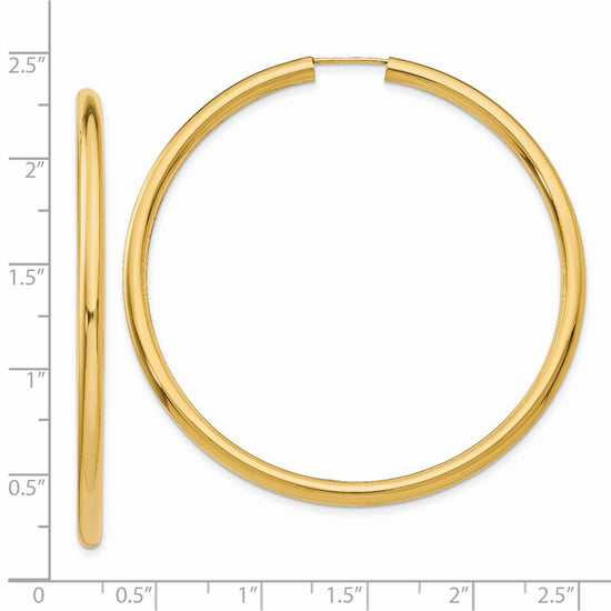 14k 3.00x55mm Polished Endless Tube Hoop Earrings
