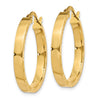 3mm Gold Polish Diamond-Cut Square Tube Hoop Earrings