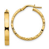 3mm Gold Polish Diamond-Cut Square Tube Hoop Earrings
