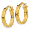 3mm Gold Polish Diamond-Cut Square Tube Hoop Earrings