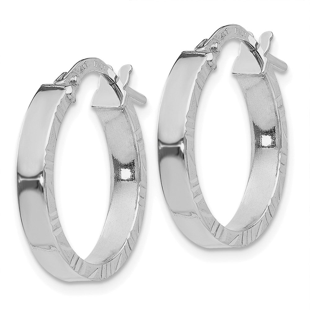 3mm Gold Polish Diamond-Cut Square Tube Hoop Earrings