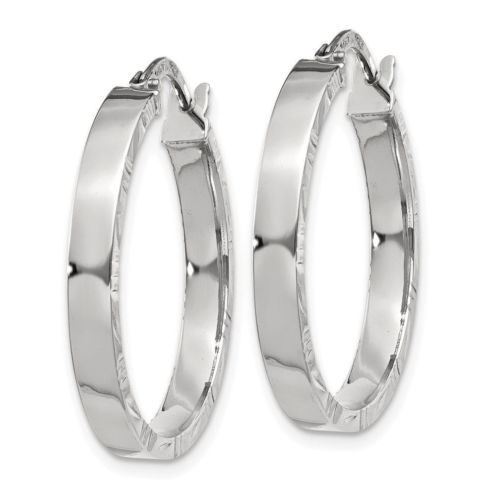 3mm Gold Polish Diamond-Cut Square Tube Hoop Earrings