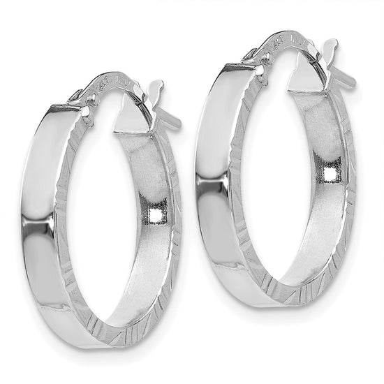 3mm Gold Polish Diamond-Cut Square Tube Hoop Earrings